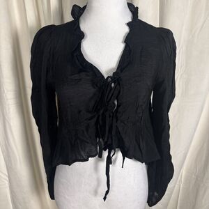 Black Fairy Whimsigoth  Witchy Goth Grunge Coquette Ruffle Top Size Medium